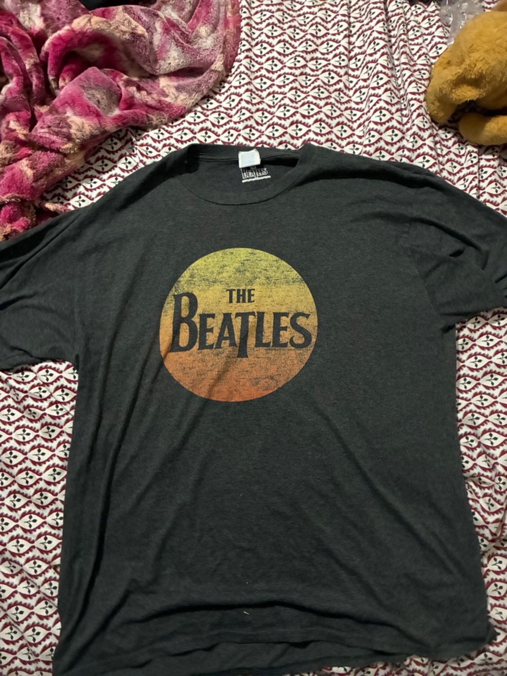 The Beatles Graphic Tee - Black with Yellow/Orange Circle Logo